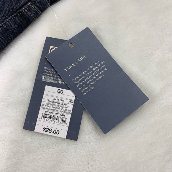 NWT Universal Thread Denim Midi Skirt 00 High Rise Dark Wash 25" Waist Back Slit - Picture 4 of 10